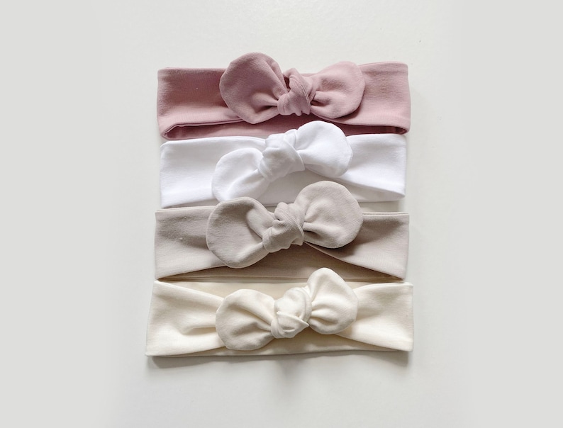 Choice of top knot headband, handmade twinning matching headwrap soft jersey baby toddler topknot bow image 1