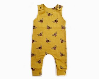 Handmade Bee Romper, Unisex Baby Toddler Overalls