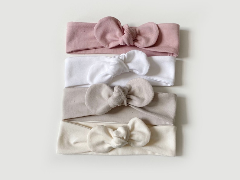 Choice of top knot headband, handmade twinning matching headwrap soft jersey baby toddler topknot bow image 2