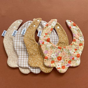 Choice of scallop bib, handmade baby collar dribble bib, baby girl, gift, scalloped, floral stripe fabric, special occasion autumn fall