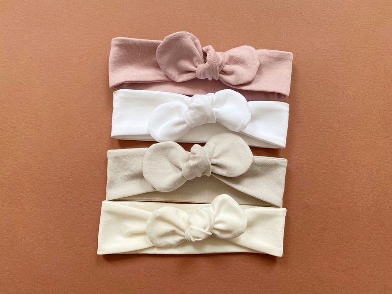 Choice of top knot headband, handmade twinning matching headwrap soft jersey baby toddler topknot bow image 3