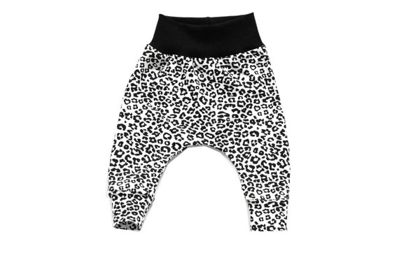 Leopard Print Leggings Animal White With Black Rib Knit Etsy