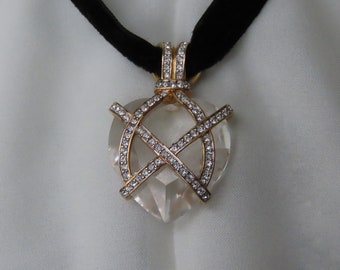 Signature Swarovski Jewelry Crystal Heart Pendant Necklace Vintage Valentine Love