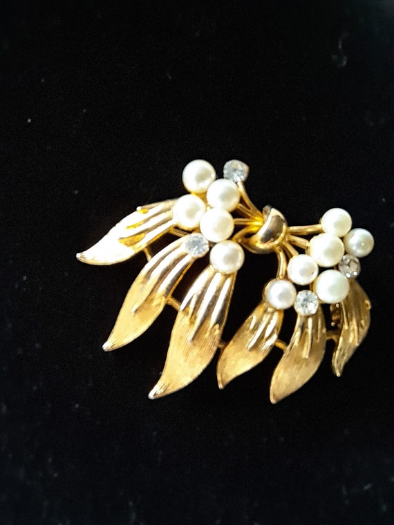 LISNER 1950s-60s Vintage pin brooch_faux pearls a… - image 1