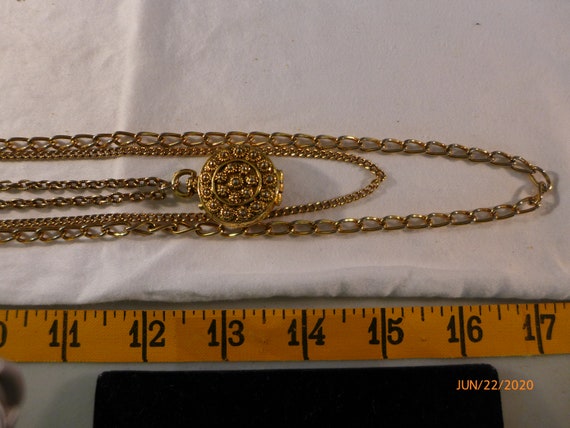 Vintage Art Deco Locket Pendant Necklace, 3 Tripl… - image 8