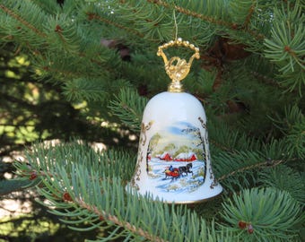 Gorham Fine China Noel 1979 Christmas Bell Currier & Ives Vintage Ornament