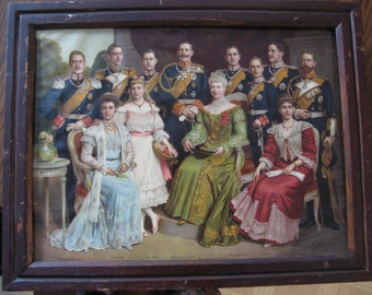 Antique Kaiser Wilhelm II Chromolithograph Print, Royal Family Portrait