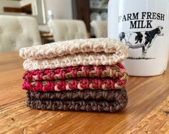 Dishcloth Set - Cotton Dishcloths - Crochet Washcloth - Kitchen Linen - Crochet Dish Cloth - Farmhouse Dishcloth - Kitchen Towels - Set of 3