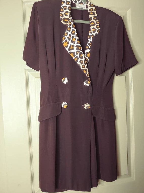 Vintage 1980s black leopard print romper skort