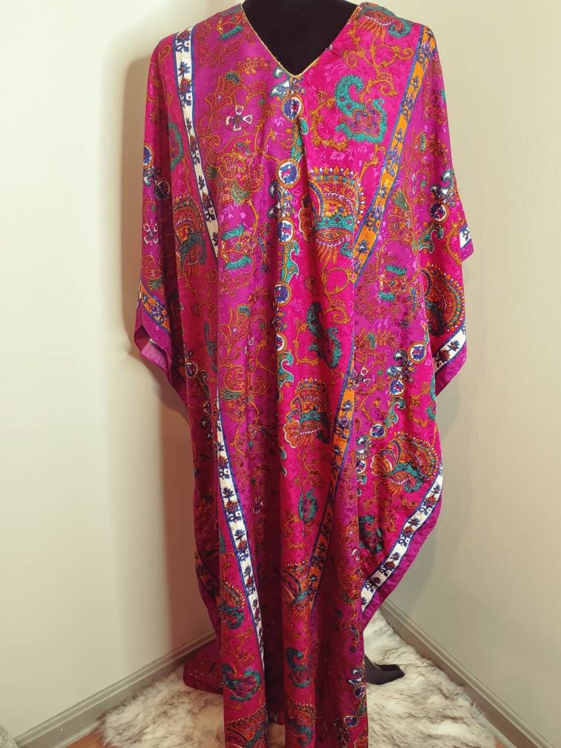 Vintage 1990s Purple Multi-color Kaftan Maxi Robe Beach Cover - Etsy