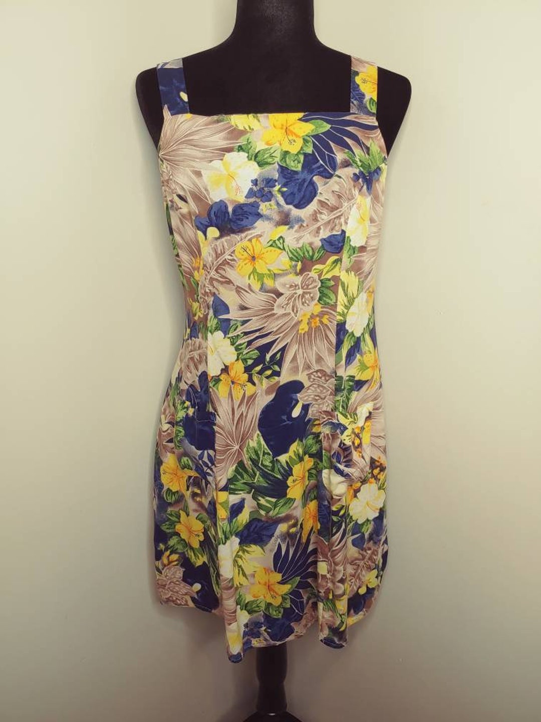 Vintage Tropical Print Tiki Floral Mini Dress With Pockets - Etsy