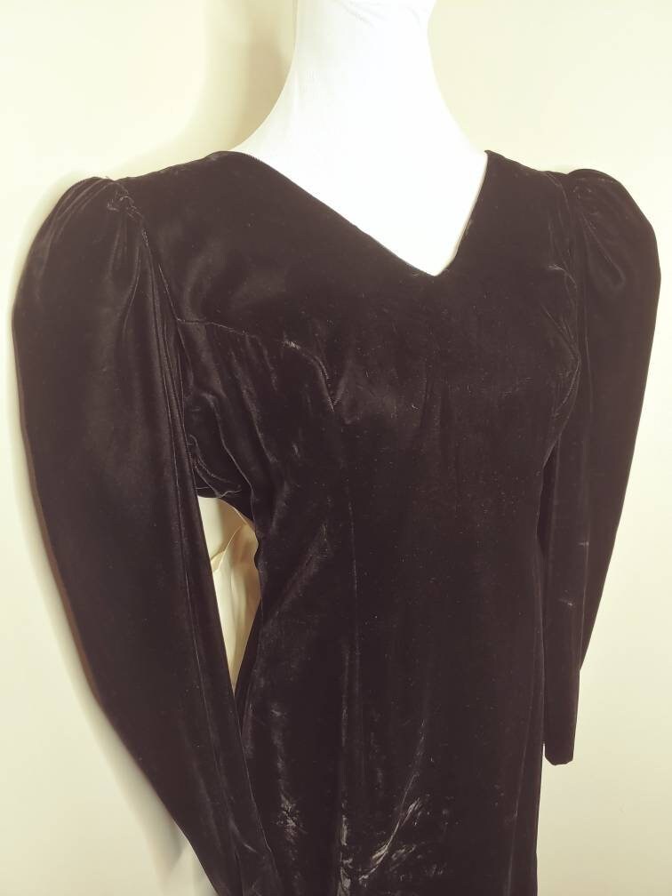 Vintage Black White Velvet Satin Ivory Formal Maxi Puff Sleeve Gown - Etsy