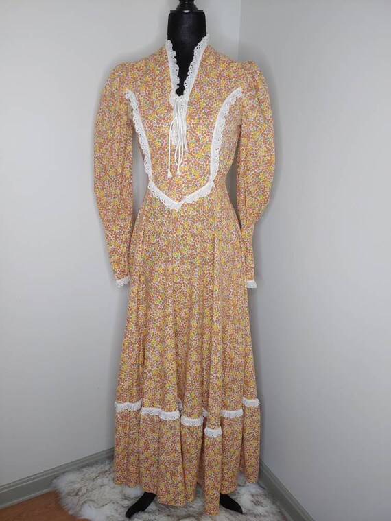1970s prairie dress/ maxi dress