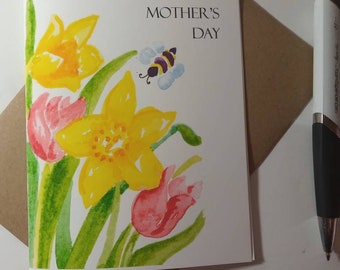 Daffodils and Tulips Mother's Day Card, A6 size