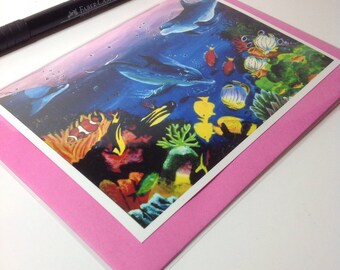Underwater Tropical Dolphin Card