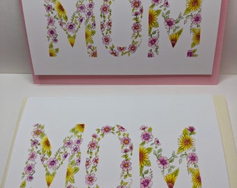 MUM in Flowers, Mother's day, A6 size.