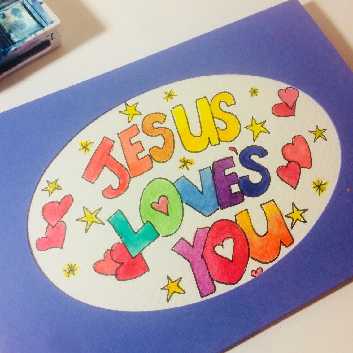 Jesus Loves You Christian Art Card Scripture Art Card | Etsy