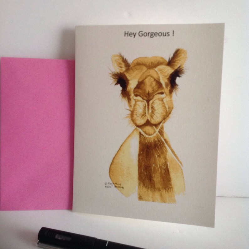 Camel Greeting Card Desert Camel Card Wildlife Card Hey Etsy