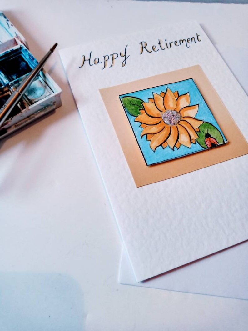 Happy Retirement Card, Autumn Leaf Card, Sunflower Card Etsy