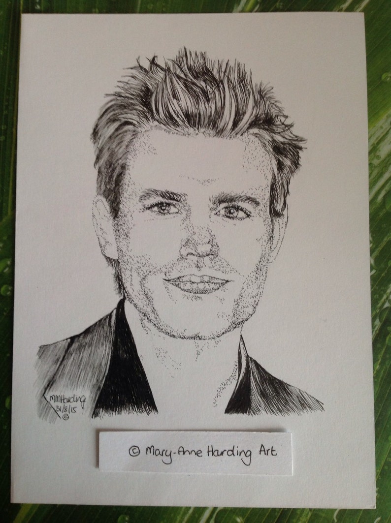 Paul Wesley Ink Drawing Sketch. Original Drawing of Paul Etsy