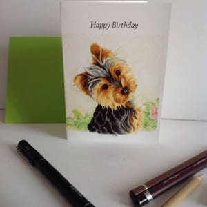 Yorkshire Terrier Puppy Card. A6 Sixe