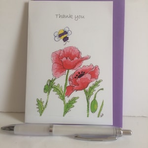 Poppies Illustration card, A6 size