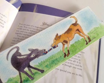 Dog Bookmark, Dogs Playing Bookmark, Dog Lovers Bookmark, Crazy about Dogs, Dog Lover bookmark Reading Gift.