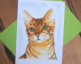 Bengal Cat Sitting A6 size Card