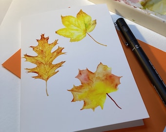 Autumn Leaves Illustration A6 Card Pack or Individual cards