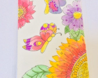 Butterfly And Flowers Bookmark, Vibrant Colourful Bookmark, Art Bookmark ,Book Readers Gift, Book Lover Gifts, Crazy Plant lady