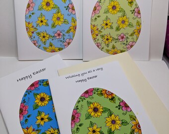 Floral Easter Egg Card, A 6 Size