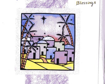 Bethlehem Scene Christmas Card, Original Watercolour