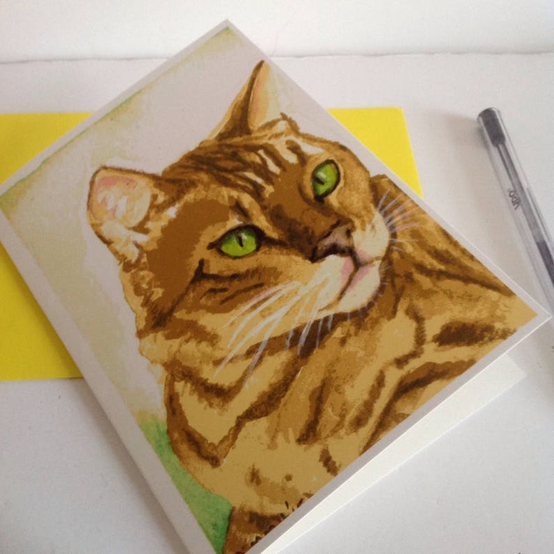 Green Eyed Bengal Cat Card, A6 size. image 4