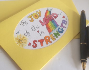 The Joy of the Lord is my Strength, Bible Verse, Scripture Art Card, Christian Card, Nehemiah 8:10