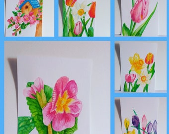 Flower Paintings,  Original Botanical Watercolours, Miniature Floral Art, Flower Illustration