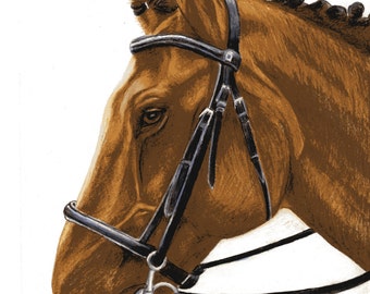 Horse Drawing,Colored Pencil Drawing, Horse Portrait, Equine Art, Original Horse Art. A4 size.
