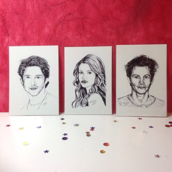 Teen Wolf Set of 3 Drawing Sketch Prints,aceo Fan Prints of Tyler