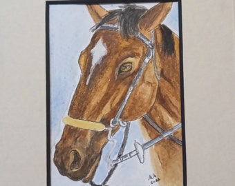 Custom Mini Horse Portrait Painting,Original Horse ACEO Portrait