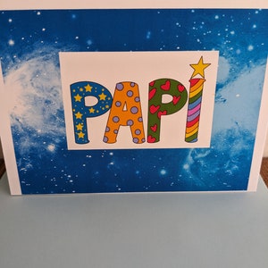 Carte PAPI, carte PAPI de fête des pères, carte d'art avec lettre Papi, carte allemande, italienne pour la fête des pères ou comme carte d'anniversaire, peut être personnalisée