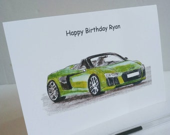 Green Audi Sports Car Card,White Audi S5 Card, A6 size