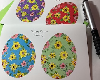 Easter Egg cards, Flower Patterned Easter Eggs, A 6 Size