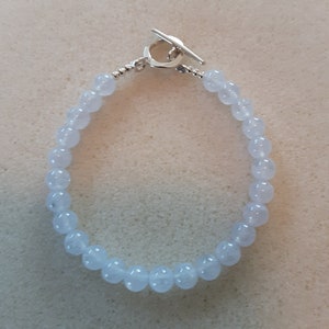 Blue Lace Agate- 6mm beads with a sterling silver toggle