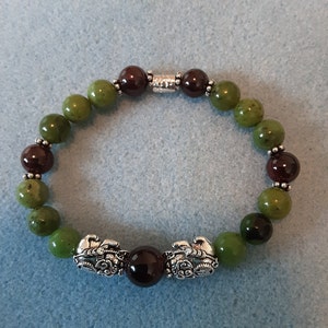 Canadian Jade & Garnet | 8mm/10mm Featuring Pixiu Charms