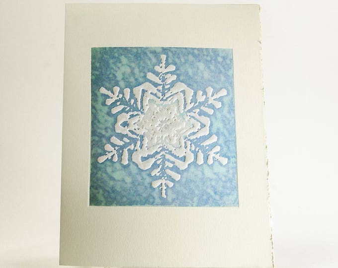 Everest Snowflake Card.Letterpress Christmas Card.Set of 6 or Single card. Blank or Seasons Greetings Inside.