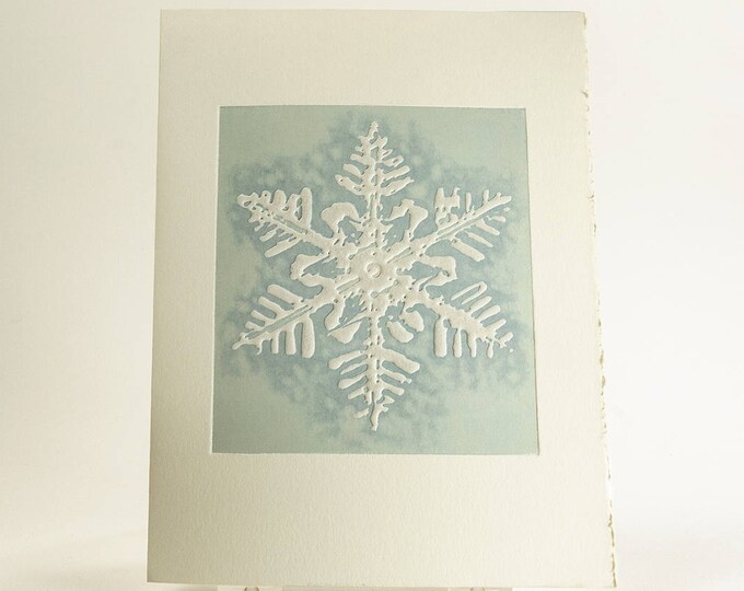 Mont Blanc Snowflake card Letterpress Christmas card Modern holiday card.Pack of 6 or Single card. Season's Greetings or Blank Inside.