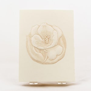 6 cartes tulipe. Carte fleur typographique. Carte fleur en relief. Carte naturelle. Lot de 6 cartes. Intérieur vierge.
