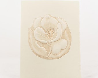 6 Tulip cards.Letterpress Flower Card.Embossed Flower card.Natural card.Setof 6 cards.Blank inside.