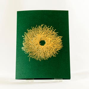 Carte de couronne de Noël en or. Carte pour les fêtes de fin d'année. Lot de 6 cartes ou une seule carte. Vide à l'intérieur. Carte de Noël verte.