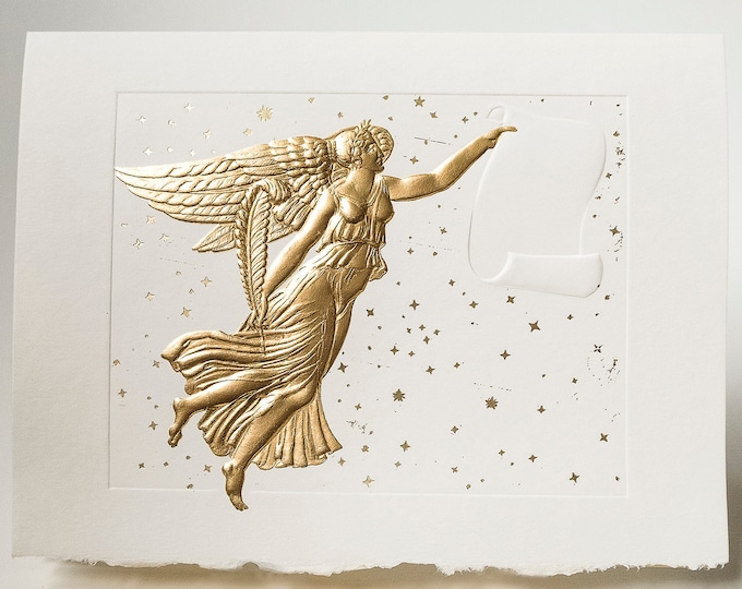 Gold Angel card Christmas Angel New beginings card Holiday season card. Single cardor pPack of 6 cards. Blank inside.