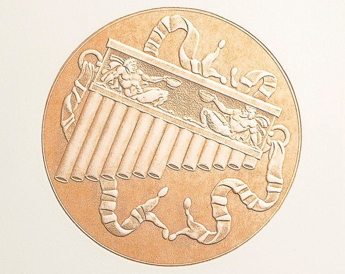 Pan Pipes embossed card Music card Letterpress Card for friend Art card. Single card or Set of 6 cards. Blank inside.